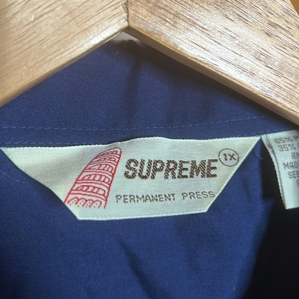 Vintage Supreme Permanent Press Work Shirt Blue Utility Button Down Korea Sz 1X - Picture 5 of 14